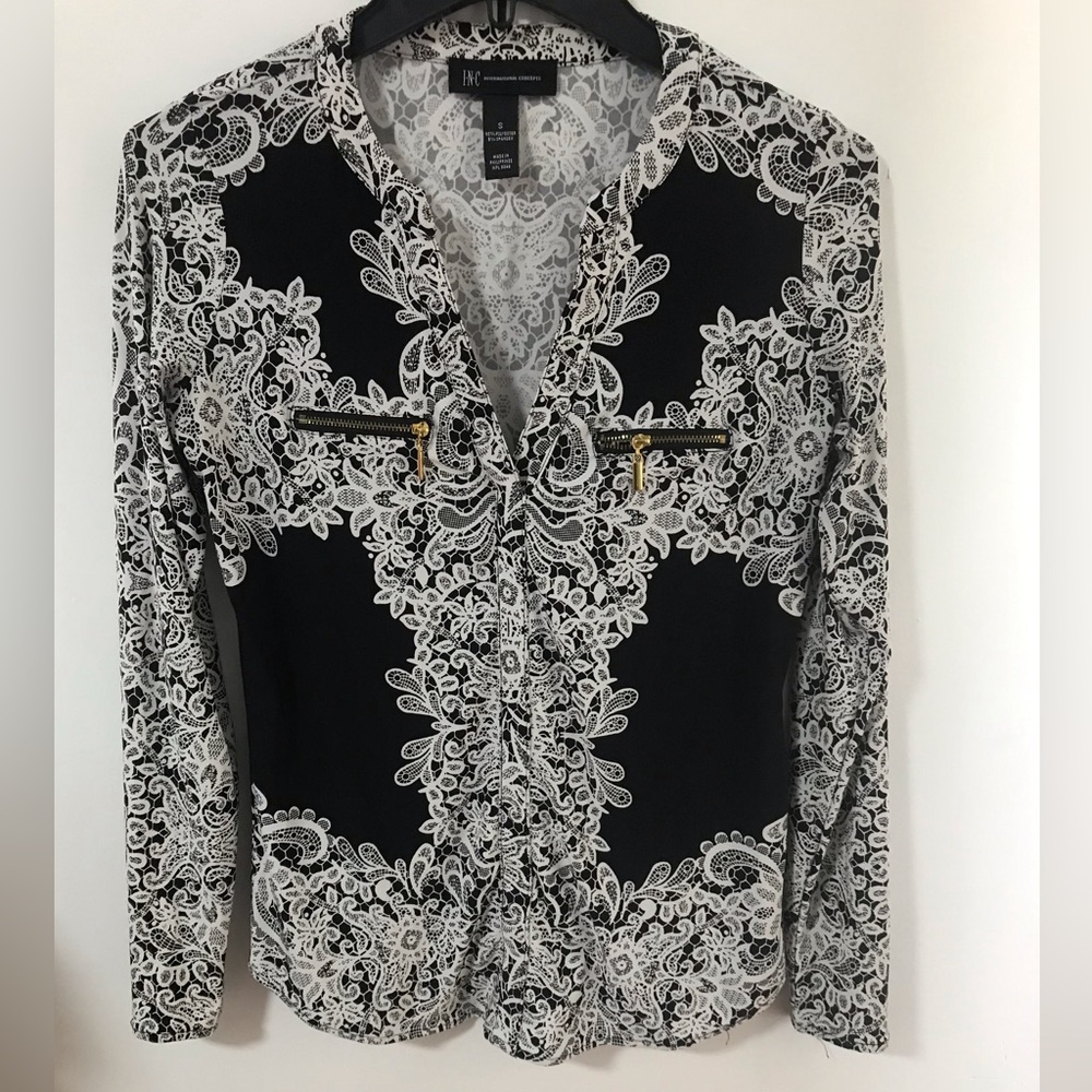 INC International Concepts Women's Floral Zip-Pocket Top